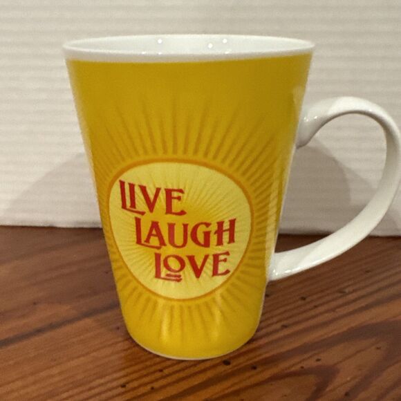 Live Laugh Love Tall Yellow And Red Coffee Mug 12 Oz By Zrike Everyday - Picture 3 of 6